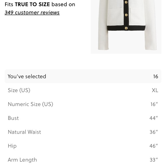 NWT, J. Crew White and Black Blazer with Gold Buttons, plus size, size 16 office - Picture 12 of 12